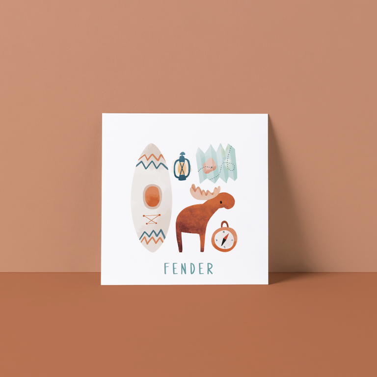Geboortekaartje avontuur eland, Geboortekaartjes dieren, Geboortekaartje jongen, Geboortekaartje zomer