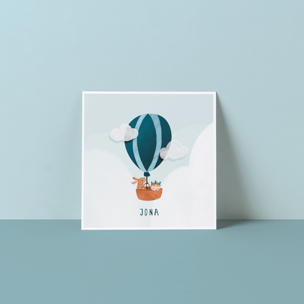 Geboortekaartje jongen luchtballon, Geboortekaartje jongen